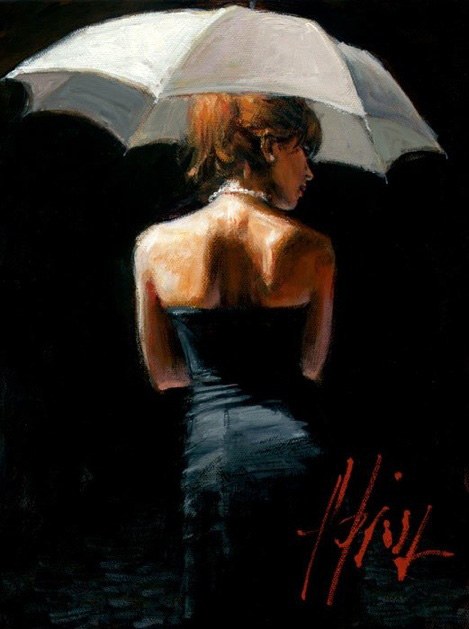 Fabian Perez Woman with White Umbrella